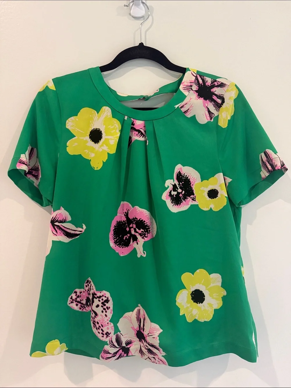 J. Crew Floral Cutaway Open Back Blouse, M